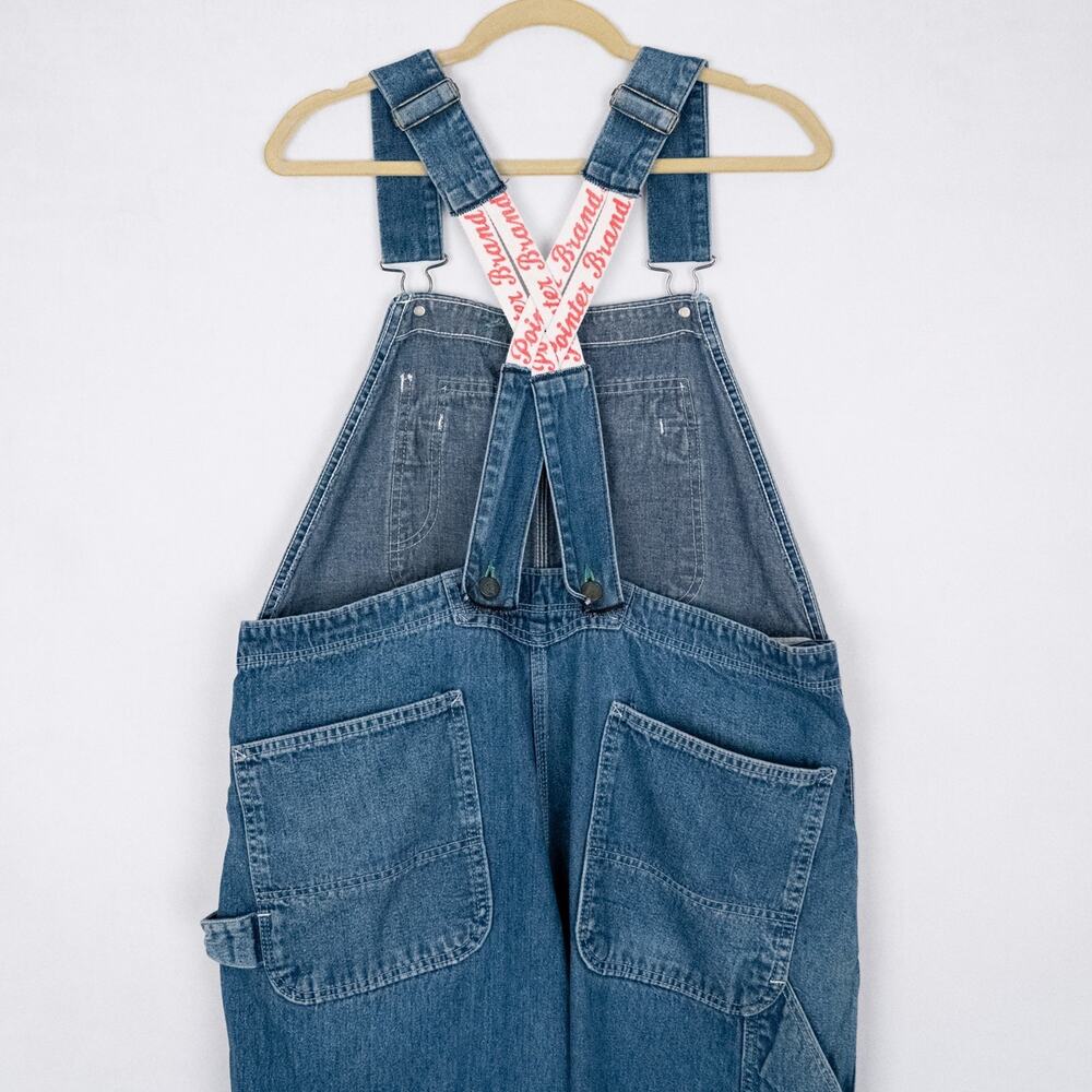 Vintage USA Made Denim Overalls POINTER BRAND Spell-Out Suspenders Men's *40x29*